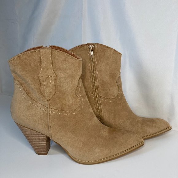 Mi.im Cosette Western Heeled Ankle Boots Size 8 1/2 Almond Tan in Color NEW. - Picture 1 of 8